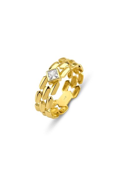 14 Ayar Altın Wide Band Fancy Square Yuzuk