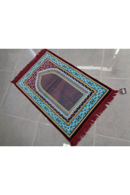Şahmerdanoğlu 110X70Cm Silvery Velvet with Magnificent Prayer, Thick & Soft Prayer Rug 4408