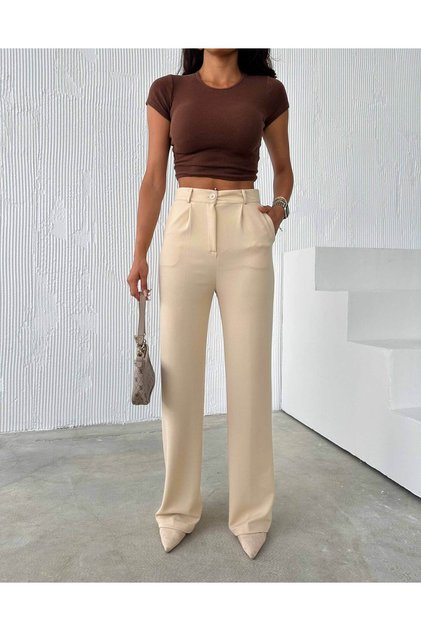 Women's Palazzo Pants Full High Waist Pleated with Pockets 69903 2401