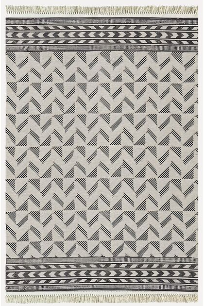 Cotton Kilim 14 Gray Floor Striped Patterned Decorative Washable Woven Base Rug