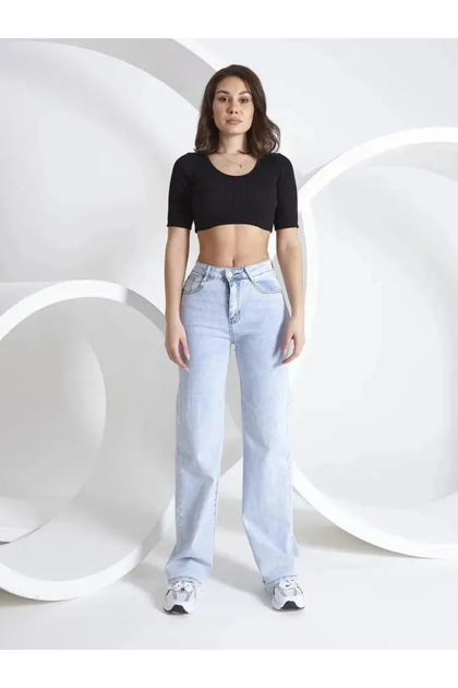 BUCHA JEANS LONG LENGTH HIGH WAIST STRAIGHT FIT JEAN PALAZZO