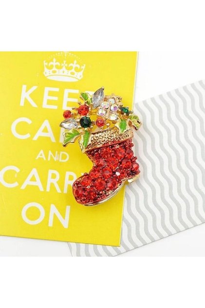 Kadın Kırmızı Selfridges Yeni Yıl Çorabı Broş