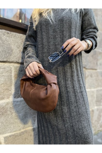 Women's Tan Mini Knotted Hand Bag
