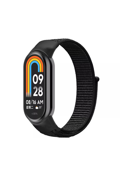 سوار ساعة ذكية متوافق مع Xiaomi Mi Band 8/9/10 مصنوع من القماش الشبكي المنسوج من الفيلكرو