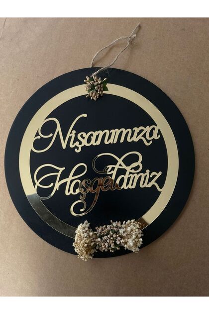 Gold Altın Aynalı Pleksi Nişanımıza Hoşgeldiniz Süsü