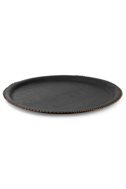 Handmade Round Leather Tray, 1 Piece, 43 cm - Brown