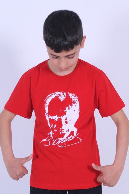 Ataturk Printed Different Colored Girls' and Boys' T-Shirt