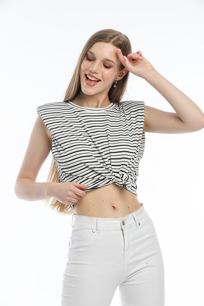 White Striped Padded Basic