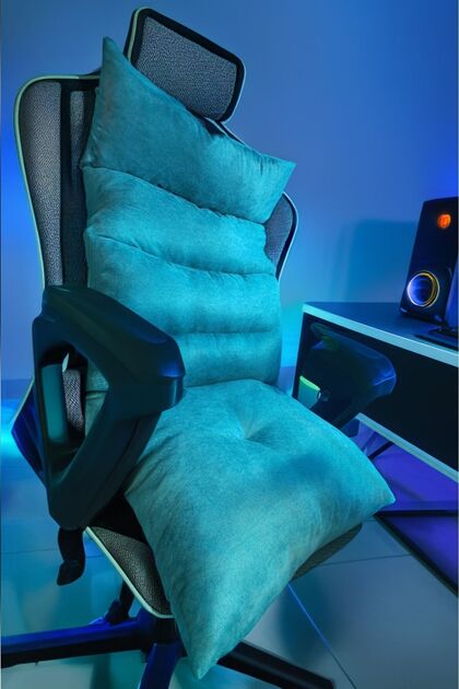 Blue Color Orthopedic Gamer Chair Cushion -Office Chair Cushion Back Support