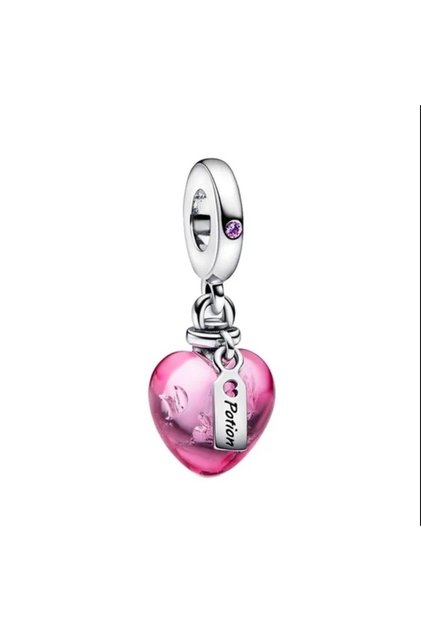 925 Ayar Gümüş Aşk Iksiri Potion Kalp Sallantılı Charm- Pembe