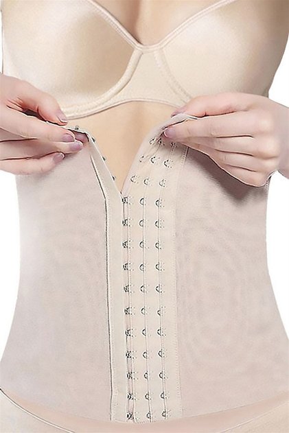 Women's Black Agraphed Mid-Calf Waist Corset 1114