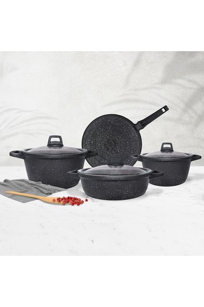 7 Piece Granite Cast Iron Cookware Set
