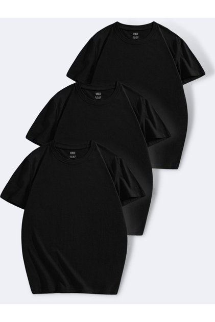 Unisex Campaign 3 Black Plain Basic Oversize Cotton T-shirt