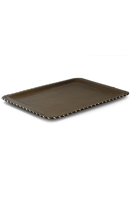 1 Brown Cornered Leather Hand Tray - 37x53 Cm