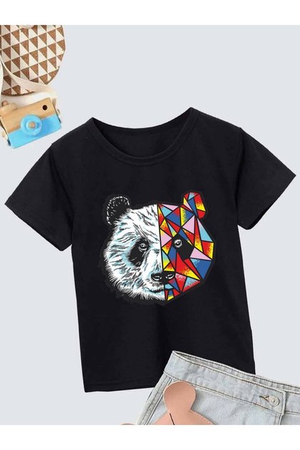 Unisex Comfortable Cotton Printed Black Children's T-shirt