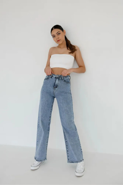 BUCHA JEANS LONG LENGTH HIGH WAIST STRAIGHT FIT JEAN PALAZZO
