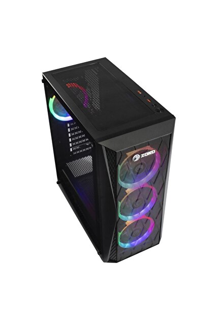 zoko Melody 4x12 Cm Auto Rainbow Fanlı Temperli Cam Mesh Panel Atx