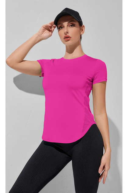 Ghassy Co. Kadın Dry Fit Running Yoga Hızlı Kuruma Nem Emici Yanları Fileli Hava Alabilen Spor T-shi