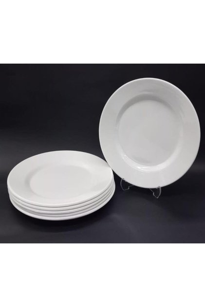 12 Pieces White Melamine Dessert, Cake Serving Plate 21cm Shallow Plate