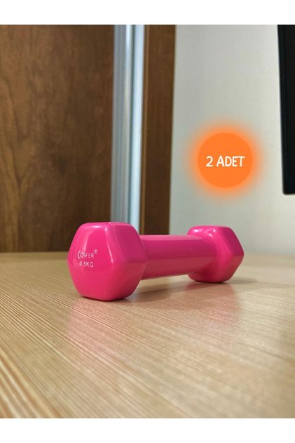 0.5kg Demir Dambıl Vinyl Kaplı Pembe 2 Adet Fitness Çocuk Dumbell