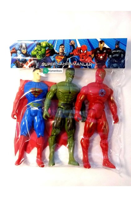 Süper Kahramanlar Işıklı Karakter Figürler Hulk , Süperman, Iron Man 3'lü Set