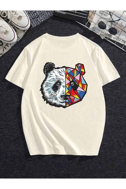 Unisex πολύχρωμο μπλουζάκι Panda Oversize
