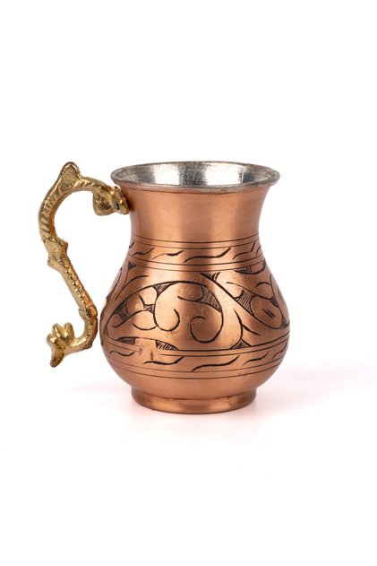 Germanicia Classic Patterned Carved Copper Ayran Cup/mug
