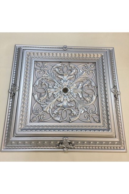 Saray Tavan Göbek Panel 72cm*72cm Gümüş Içerisine Led Döşenebilir Panel