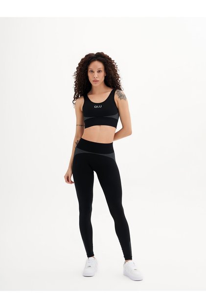 Infinity Collection Kadın Siyah Seamless/dikişsiz Çizgili Tayt