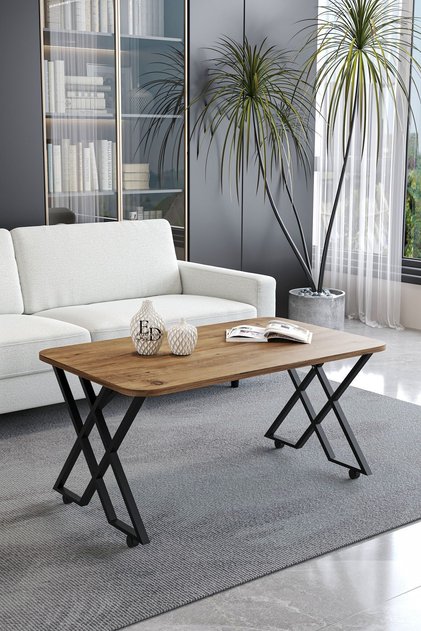 Orta Sehpa , Milano Tekerlekli Orta Sehpa , Siyah Metal - Atlantik Çam Tabla