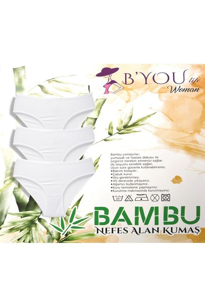 Kadın Bambu Külot Beyaz 3'lü Paket