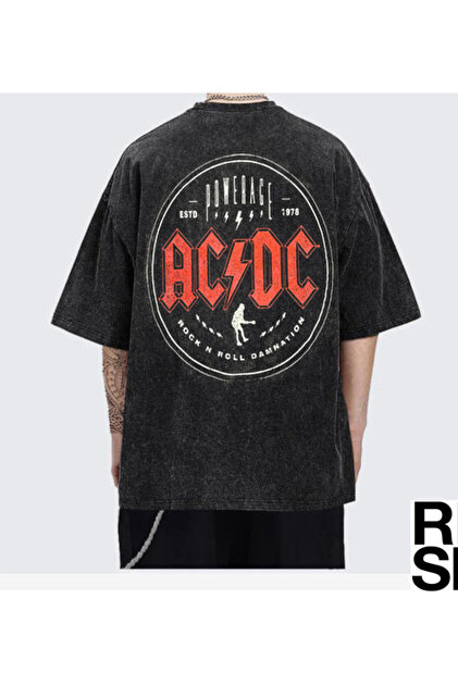 RİSE Ac/dc Yıkamalı OverSize Tshirt - Fiyatı, Yorumları