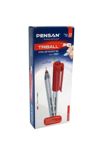 1003 قلم حبر جاف Triball 1.0 مم أحمر (12 عبوة) Pe01003tkkı