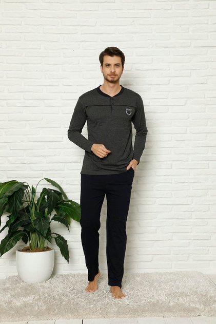 Men's Long Sleeve Pocket Summer Pajama Set 01989