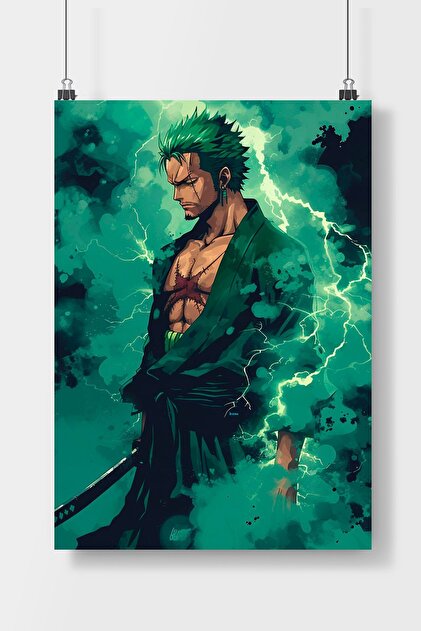 Poster City One Piece Roronoa Zoro Anime Poster Çerçevesiz Parlak
