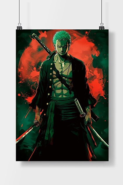 Poster City Roronoa Zoro One Piece Anime Poster Çerçevesiz Parlak