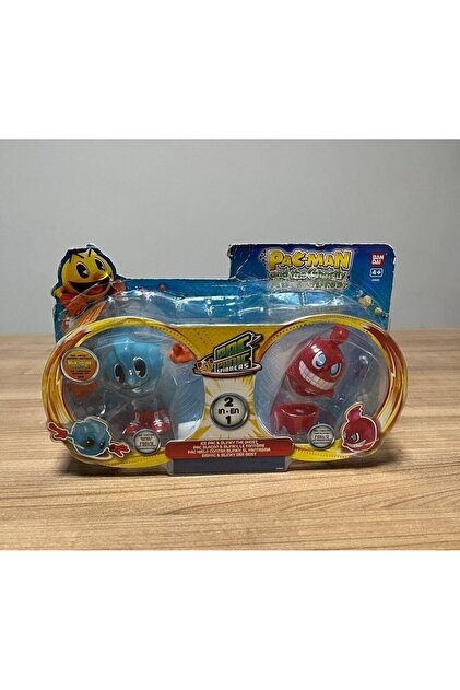 BANDAI Pac Man Pac Panic Battle Spinners Ice Pac & Blinky Figure 2