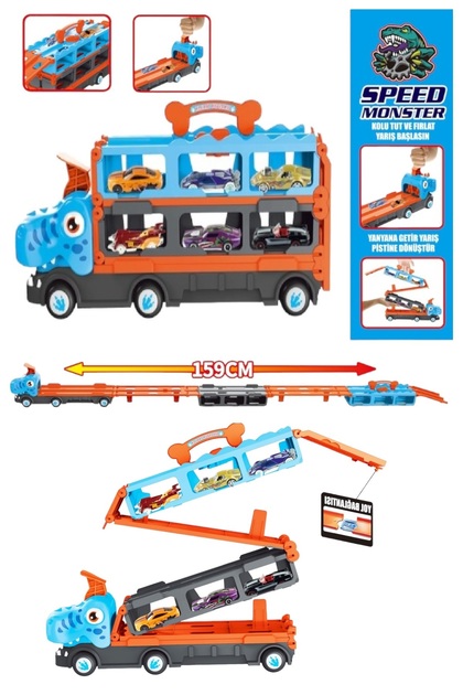 Oyuncakfabrikasi Parkurlu 6 Araçlı Araba Fırlatan Açılıp