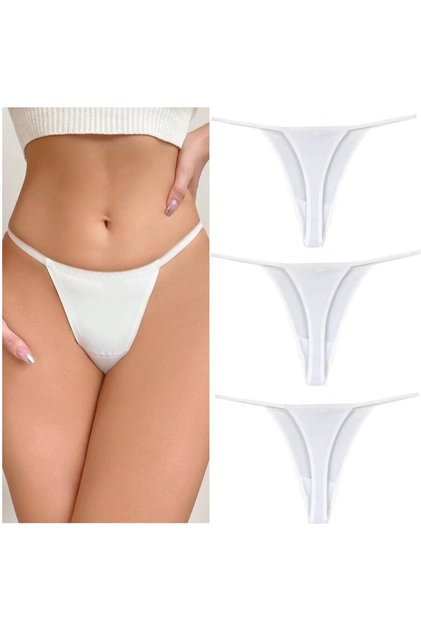 Kadın Beyaz 3lü Paket Basic Tanga String