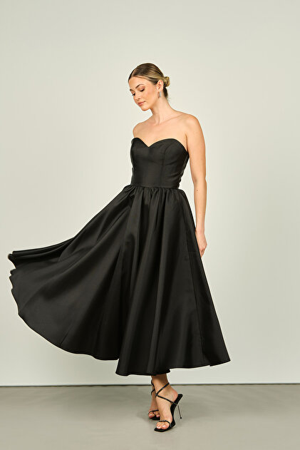 green emerald velvet dress Zapaka Women Black Wedding Guest Dress Mermaid Satin Lace Long Formal Dress, Black / US20W main image 0