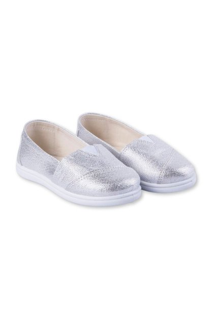 Sequin Toms Linen Shoes Silver