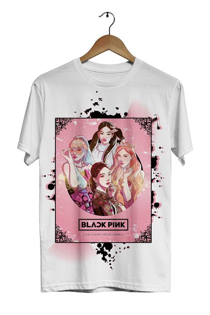 BlackPink -Square Pink- Digital Printed White Unisex T-Shirt