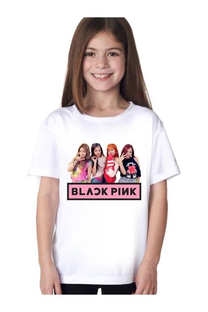 Black Pink Printed Children's T-Shirt D04