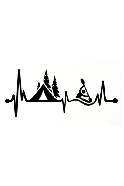 Camping Tent Kayak Heartbeat Auto Engine Laptop Wall Foil Sticker 70 x 28 cm