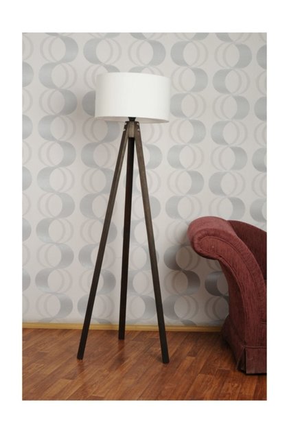 3 Ayaklı Tripod Lambader Abajur Kumaş Başlık---beyaz-c