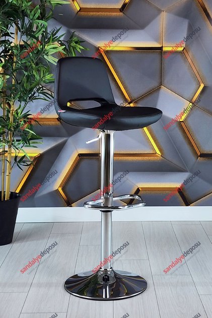 Rasko Ofis Tipi Çalışma Ve Bar Sandalyesi (siyah Deri )