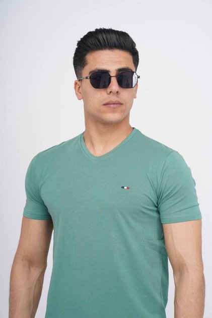 Men's Cotton Lycra Slim Fit V Neck T-shirt