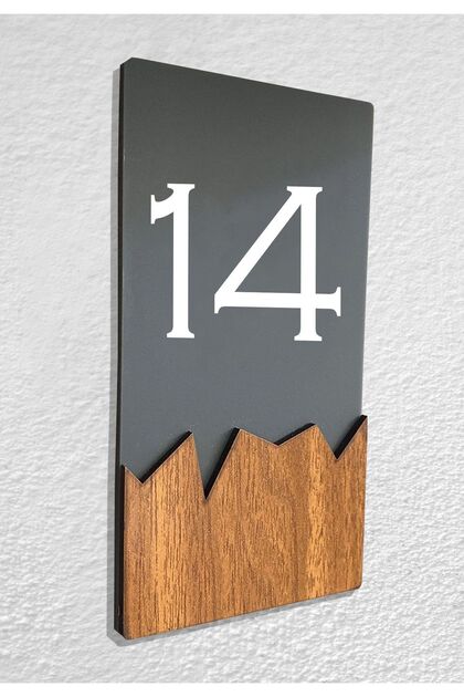 Vertical Plexi Wood Detailed Uv Printed Apartment Apartment Hotel Office Door Number - Door No:14