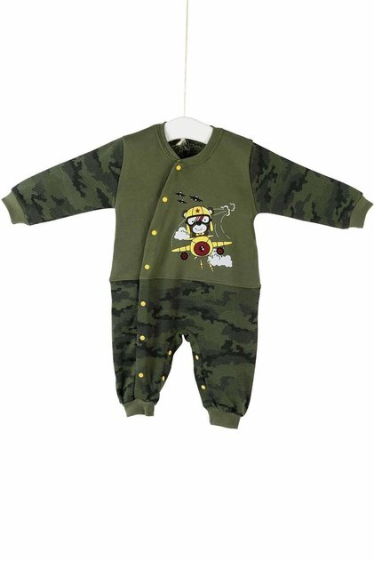 Baby Green Camouflage Pattern Jumpsuit Without Booties