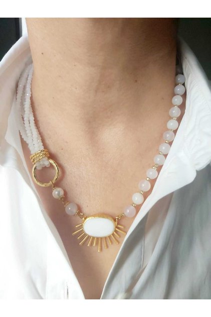 Crystal Quartz Natural Stone Designer Necklace